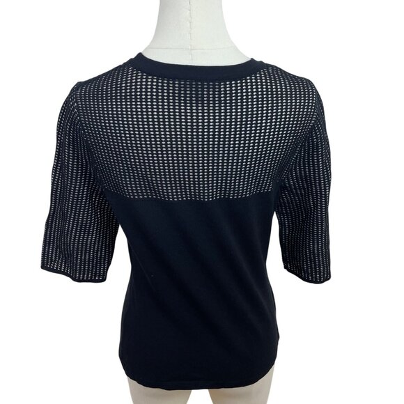 Rag & Bone Black Mesh Panel Short Sleeve Top Womens Size M - Picture 3 of 6